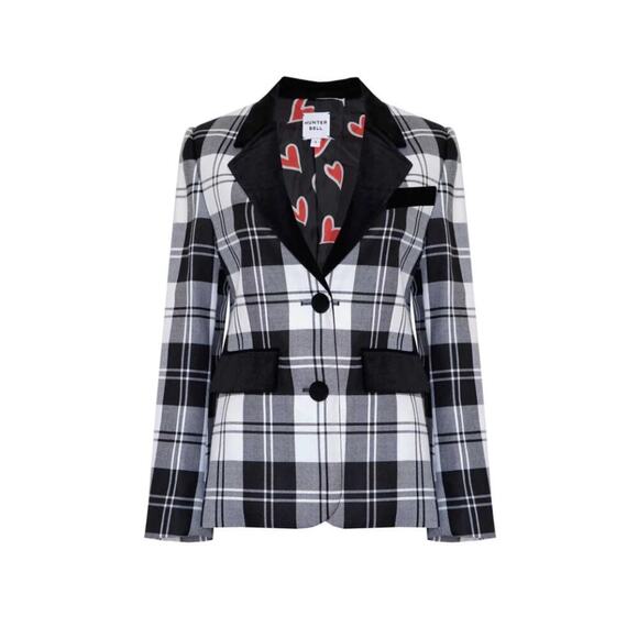 Hunter Bell Catherine Blazer Black White Plaid Checkered Small NEW - Picture 3 of 11